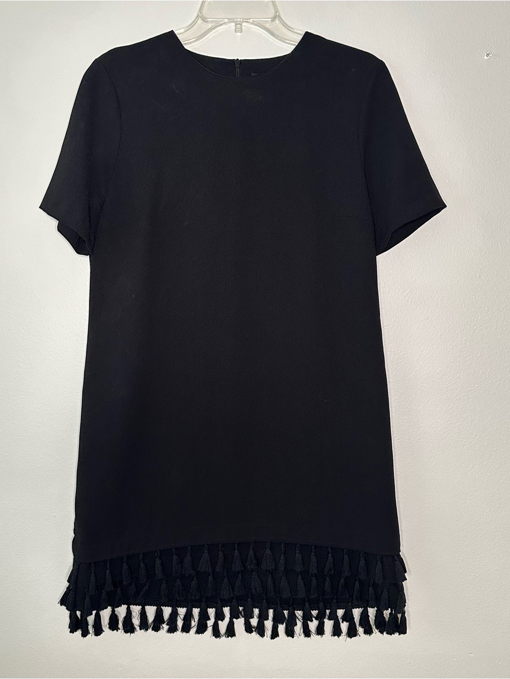 Zara Woman Medium black dress w/zip back bust darts & unique hem embellishment